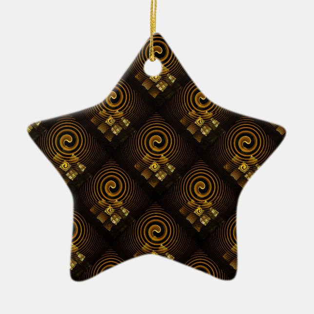 Gold Modern Boho Elegant Abstract Art Pattern #502 Ceramic Ornament (Front)