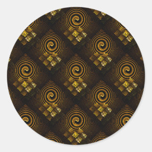 Gold Modern Boho Elegant Abstract Art Pattern #502 Classic Round Sticker