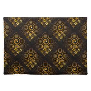 Gold Modern Boho Elegant Abstract Art Pattern #502 Cloth Placemat