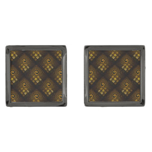 Gold Modern Boho Elegant Abstract Art Pattern #502 Cufflinks