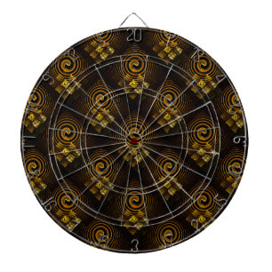 Gold Modern Boho Elegant Abstract Art Pattern #502 Dart Board