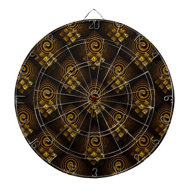 Gold Modern Boho Elegant Abstract Art Pattern #502 Dart Board (Front)