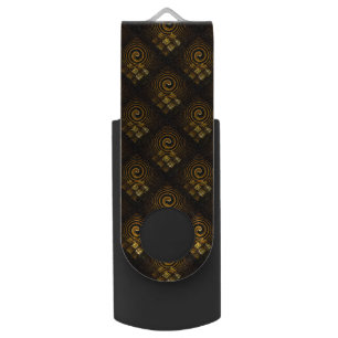 Gold Modern Boho Elegant Abstract Art Pattern #502 Flash Drive