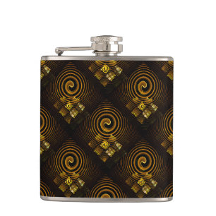 Gold Modern Boho Elegant Abstract Art Pattern #502 Flask