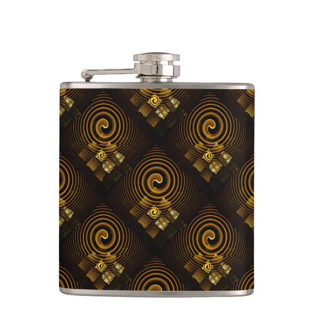 Gold Modern Boho Elegant Abstract Art Pattern #502 Flask (Front)