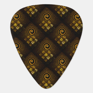 Gold Modern Boho Elegant Abstract Art Pattern #502 Guitar Pick
