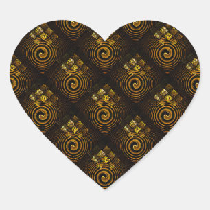 Gold Modern Boho Elegant Abstract Art Pattern #502 Heart Sticker