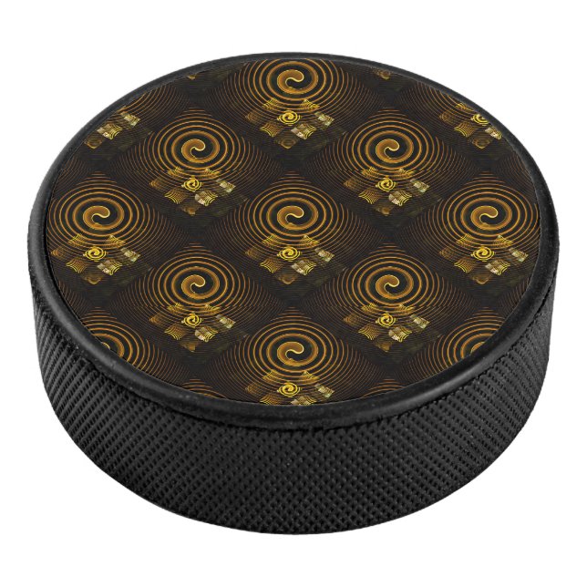 Gold Modern Boho Elegant Abstract Art Pattern #502 Hockey Puck (3/4)