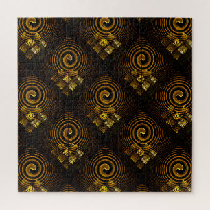 Gold Modern Boho Elegant Abstract Art Pattern #502 Jigsaw Puzzle