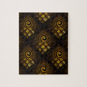 Gold Modern Boho Elegant Abstract Art Pattern #502 Jigsaw Puzzle