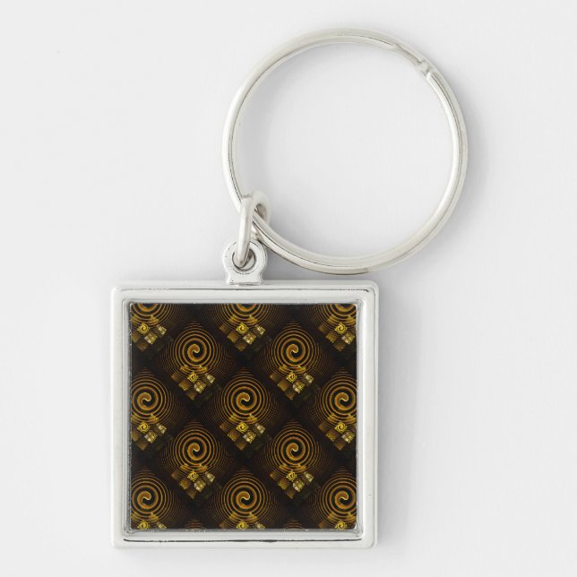 Gold Modern Boho Elegant Abstract Art Pattern #502 Keychain (Front)