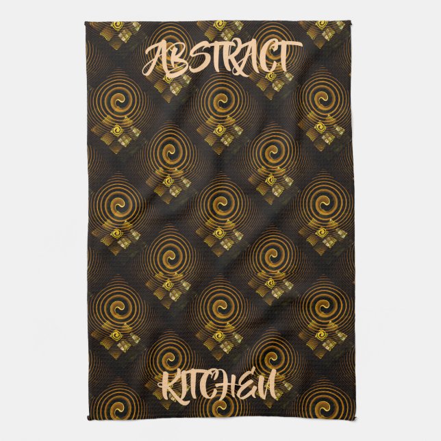 Gold Modern Boho Elegant Abstract Art Pattern #502 Kitchen Towel (Vertical)