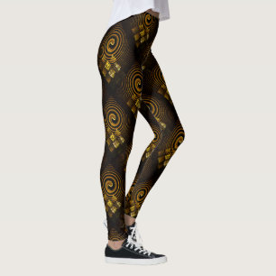 Gold Modern Boho Elegant Abstract Art Pattern #502 Leggings