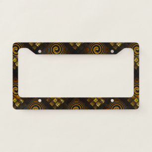 Gold Modern Boho Elegant Abstract Art Pattern #502 License Plate Frame