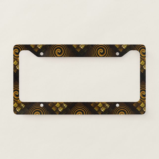 Gold Modern Boho Elegant Abstract Art Pattern #502 License Plate Frame (Front)