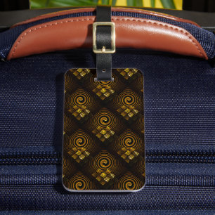Gold Modern Boho Elegant Abstract Art Pattern #502 Luggage Tag