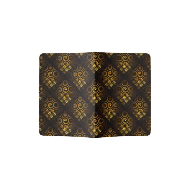 Gold Modern Boho Elegant Abstract Art Pattern #502 Passport Holder (Opened)