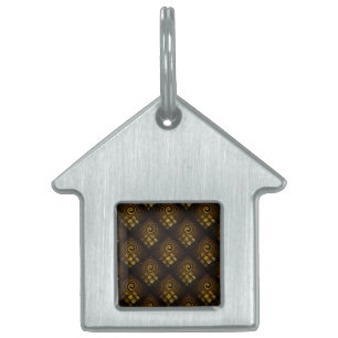 Gold Modern Boho Elegant Abstract Art Pattern #502 Pet ID Tag