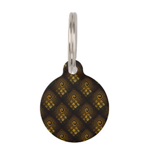 Gold Modern Boho Elegant Abstract Art Pattern #502 Pet ID Tag
