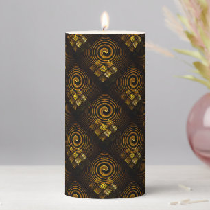 Gold Modern Boho Elegant Abstract Art Pattern #502 Pillar Candle