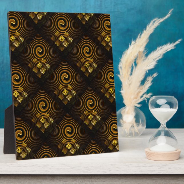 Gold Modern Boho Elegant Abstract Art Pattern #502 Plaque (Side)