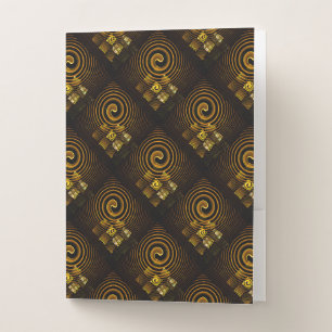 Gold Modern Boho Elegant Abstract Art Pattern #502 Pocket Folder