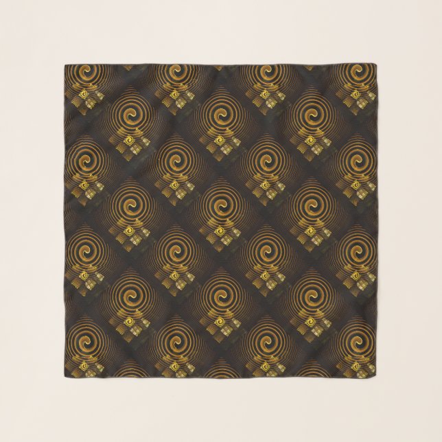 Gold Modern Boho Elegant Abstract Art Pattern #502 Scarf (Front)