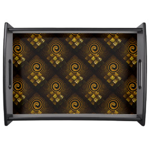 Gold Modern Boho Elegant Abstract Art Pattern #502 Serving Tray
