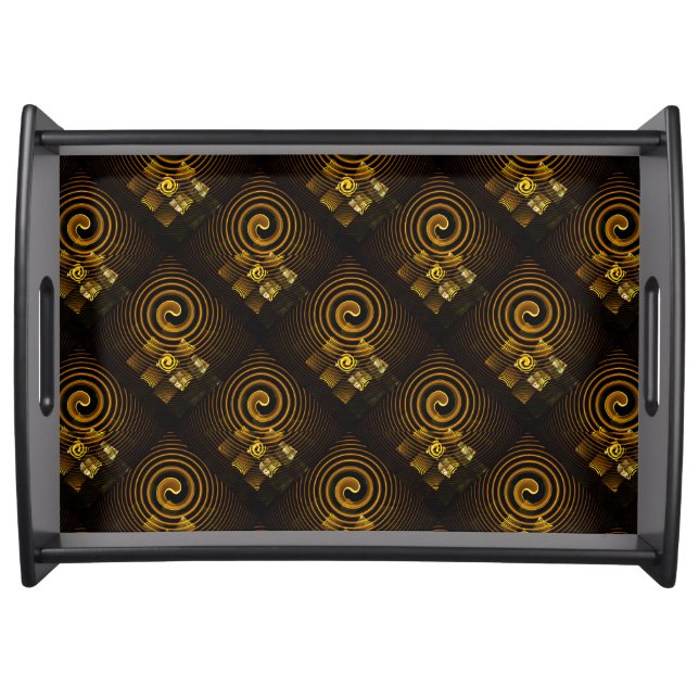 Gold Modern Boho Elegant Abstract Art Pattern #502 Serving Tray (Front)