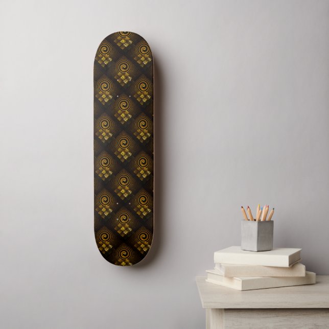 Gold Modern Boho Elegant Abstract Art Pattern #502 Skateboard (Wall Art)