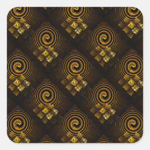 Gold Modern Boho Elegant Abstract Art Pattern #502 Square Sticker