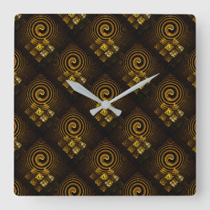 Gold Modern Boho Elegant Abstract Art Pattern #502 Square Wall Clock