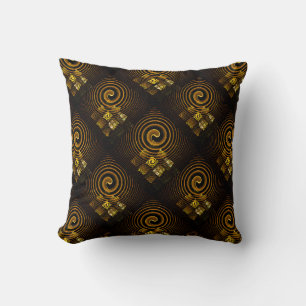 Gold Modern Boho Elegant Abstract Art Pattern #502 Throw Pillow