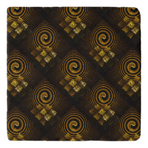 Gold Modern Boho Elegant Abstract Art Pattern #502 Trivet
