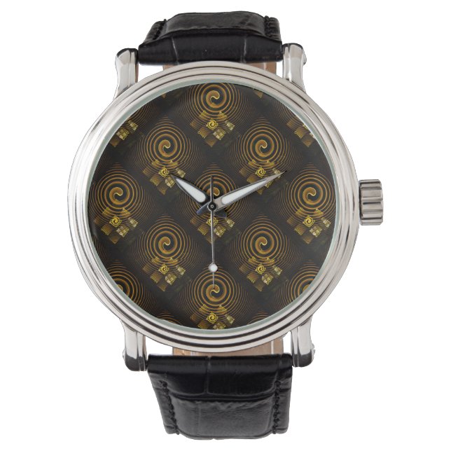 Gold Modern Boho Elegant Abstract Art Pattern #502 Watch (Front)