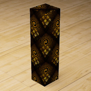 Gold Modern Boho Elegant Abstract Art Pattern #502 Wine Box