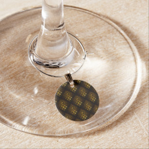 Gold Modern Boho Elegant Abstract Art Pattern #502 Wine Charm