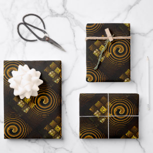Gold Modern Boho Elegant Abstract Art Pattern #502 Wrapping Paper Sheets