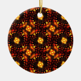 Gold Modern Boho Elegant Abstract Art Pattern #506 Ceramic Ornament