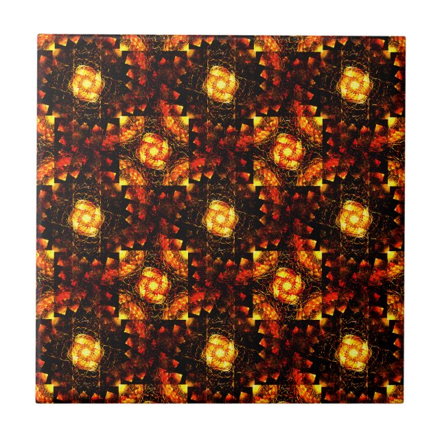 Gold Modern Boho Elegant Abstract Art Pattern #506 Ceramic Tile (Front)