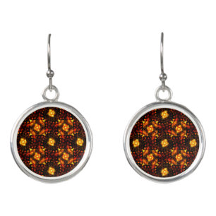 Gold Modern Boho Elegant Abstract Art Pattern #506 Earrings