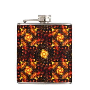 Gold Modern Boho Elegant Abstract Art Pattern #506 Flask
