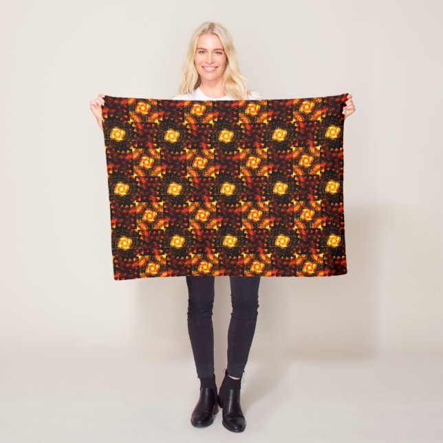 Gold Modern Boho Elegant Abstract Art Pattern #506 Fleece Blanket (In Situ)