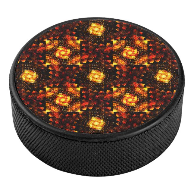 Gold Modern Boho Elegant Abstract Art Pattern #506 Hockey Puck (3/4)