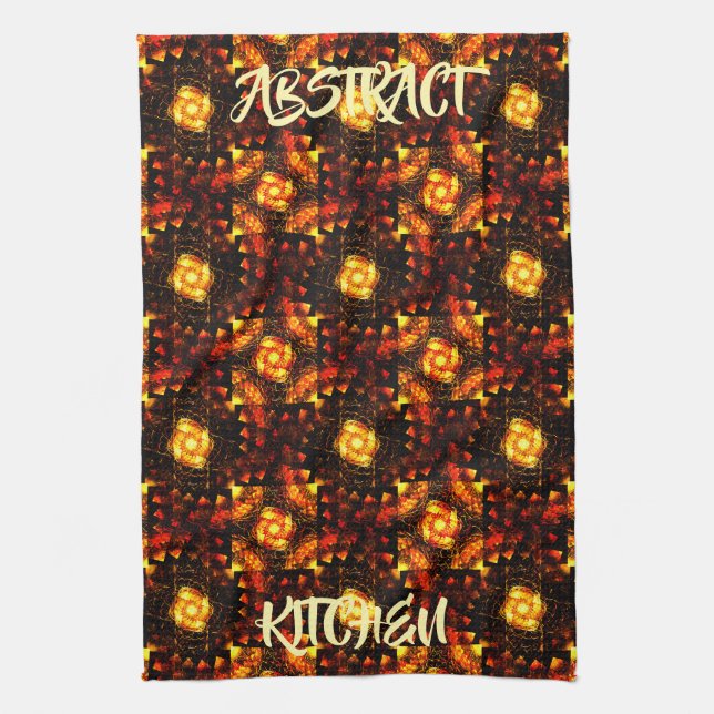 Gold Modern Boho Elegant Abstract Art Pattern #506 Kitchen Towel (Vertical)