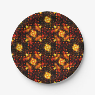 Gold Modern Boho Elegant Abstract Art Pattern #506 Paper Plates
