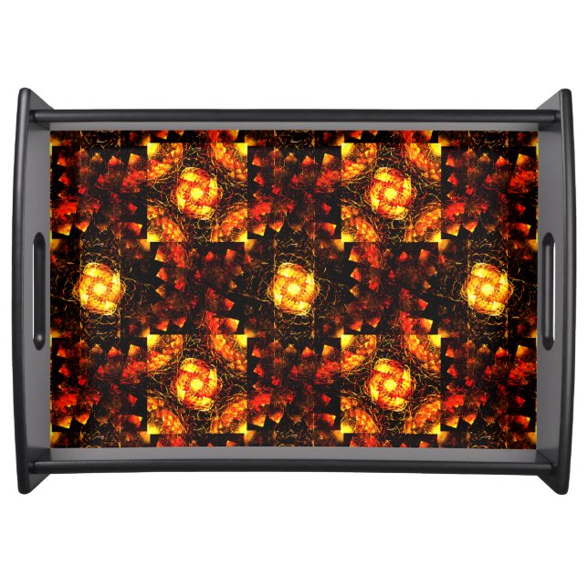 Gold Modern Boho Elegant Abstract Art Pattern #506 Serving Tray (Front)
