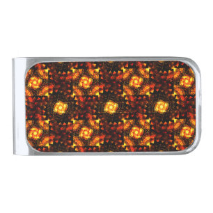 Gold Modern Boho Elegant Abstract Art Pattern #506 Silver Finish Money Clip