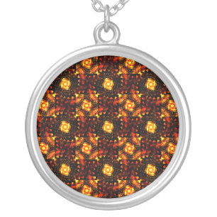 Gold Modern Boho Elegant Abstract Art Pattern #506 Silver Plated Necklace