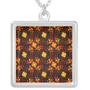 Gold Modern Boho Elegant Abstract Art Pattern #506 Silver Plated Necklace